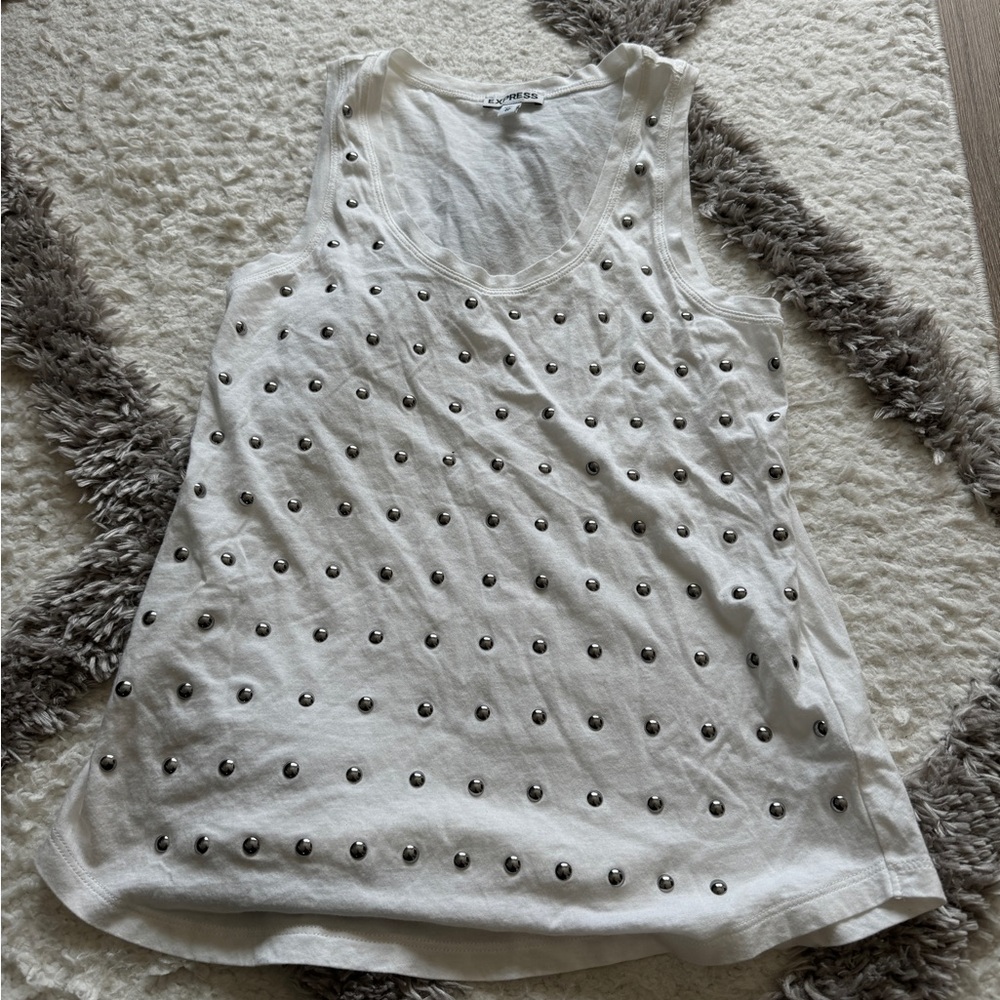 Express white studded tank top